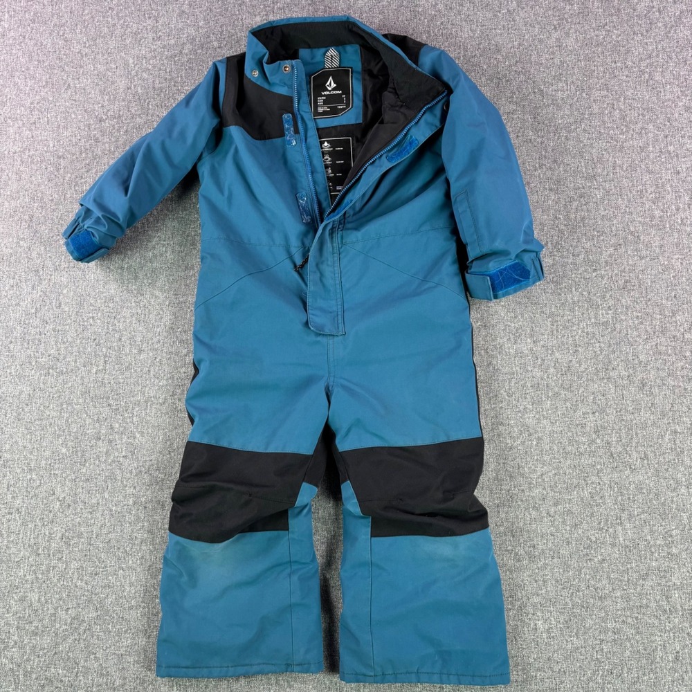 Volcom Snow Suit Youth 3T One-Piece Blue Black Insulated Waterproof Ski Snow